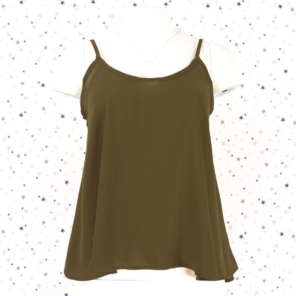 Chiffon Blouse Cami Tank Top Olive
